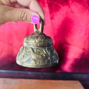 Marked AQVILA AGNVS X PELICANVS Brass Bell Cast Flowers & Animals Vintage Brass
